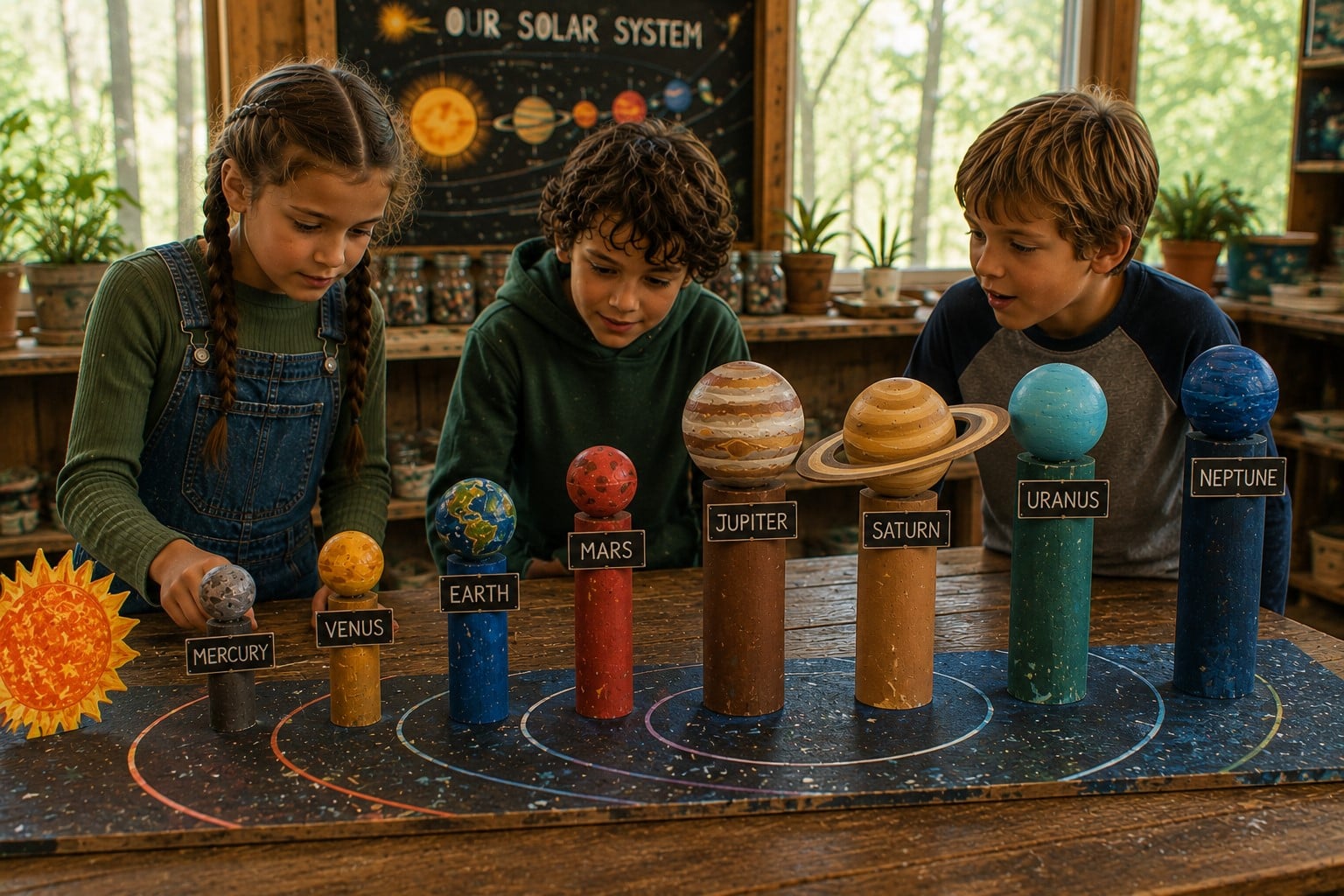 Cardboard Tube Planet Stands