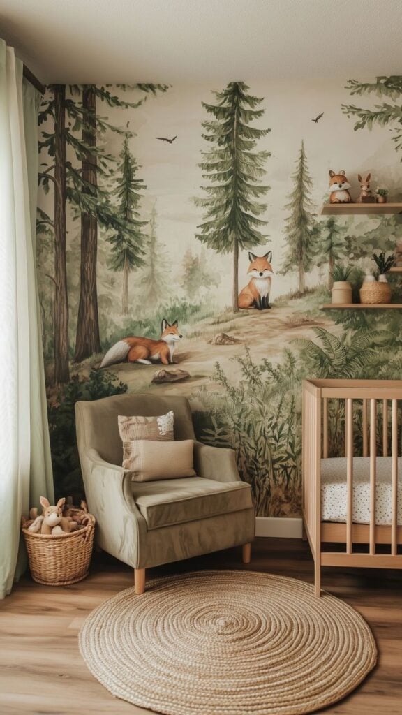 Create a forest mural wall