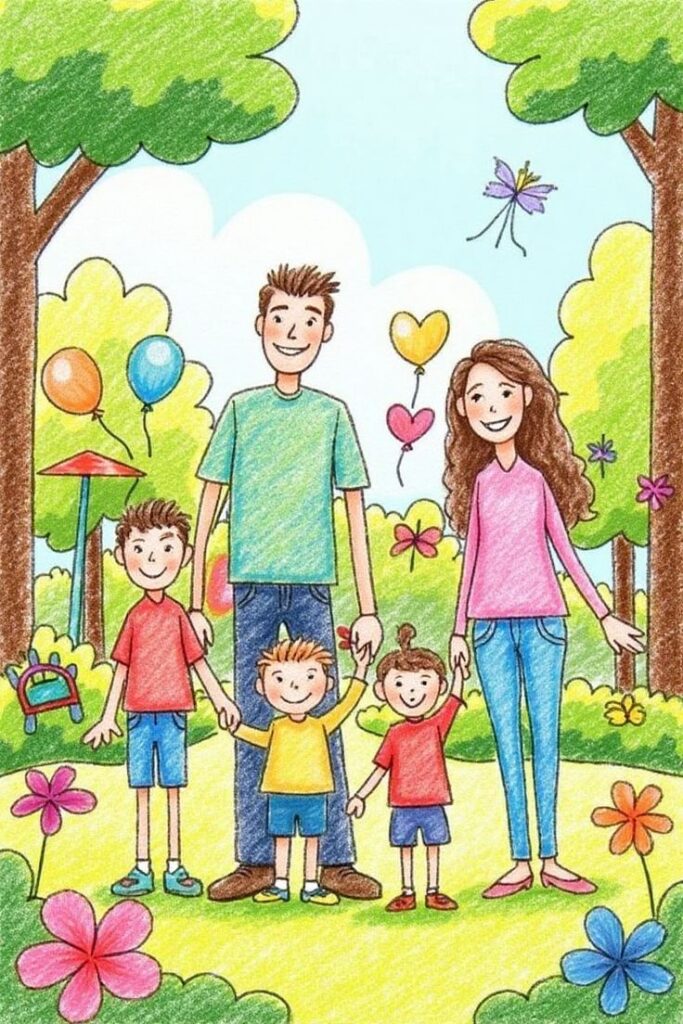 Family Drawing Scene