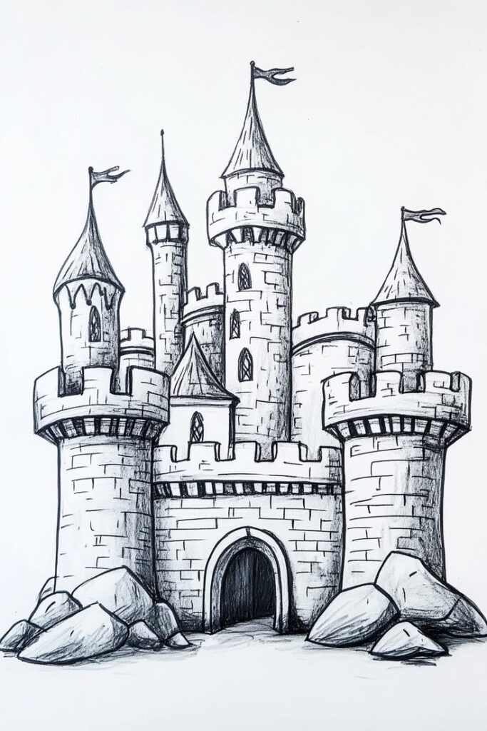 Fantasy Castle Drawing