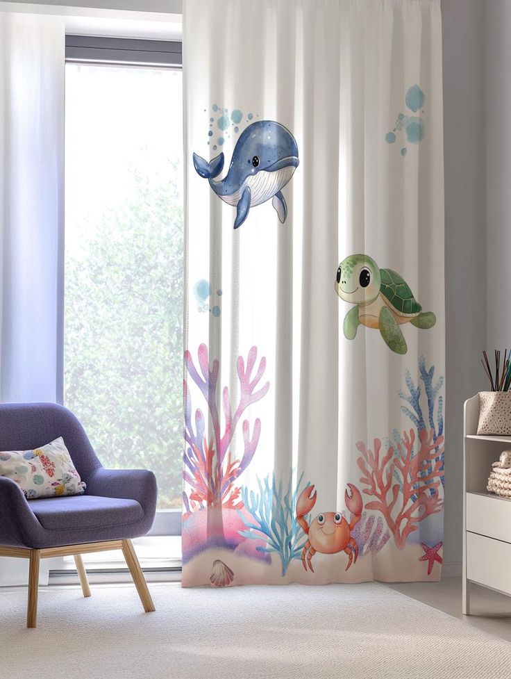 Install Ocean-Themed Curtains