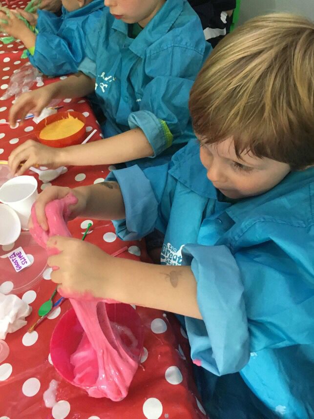 children creating slime 