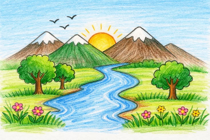 Nature Landscape Drawing