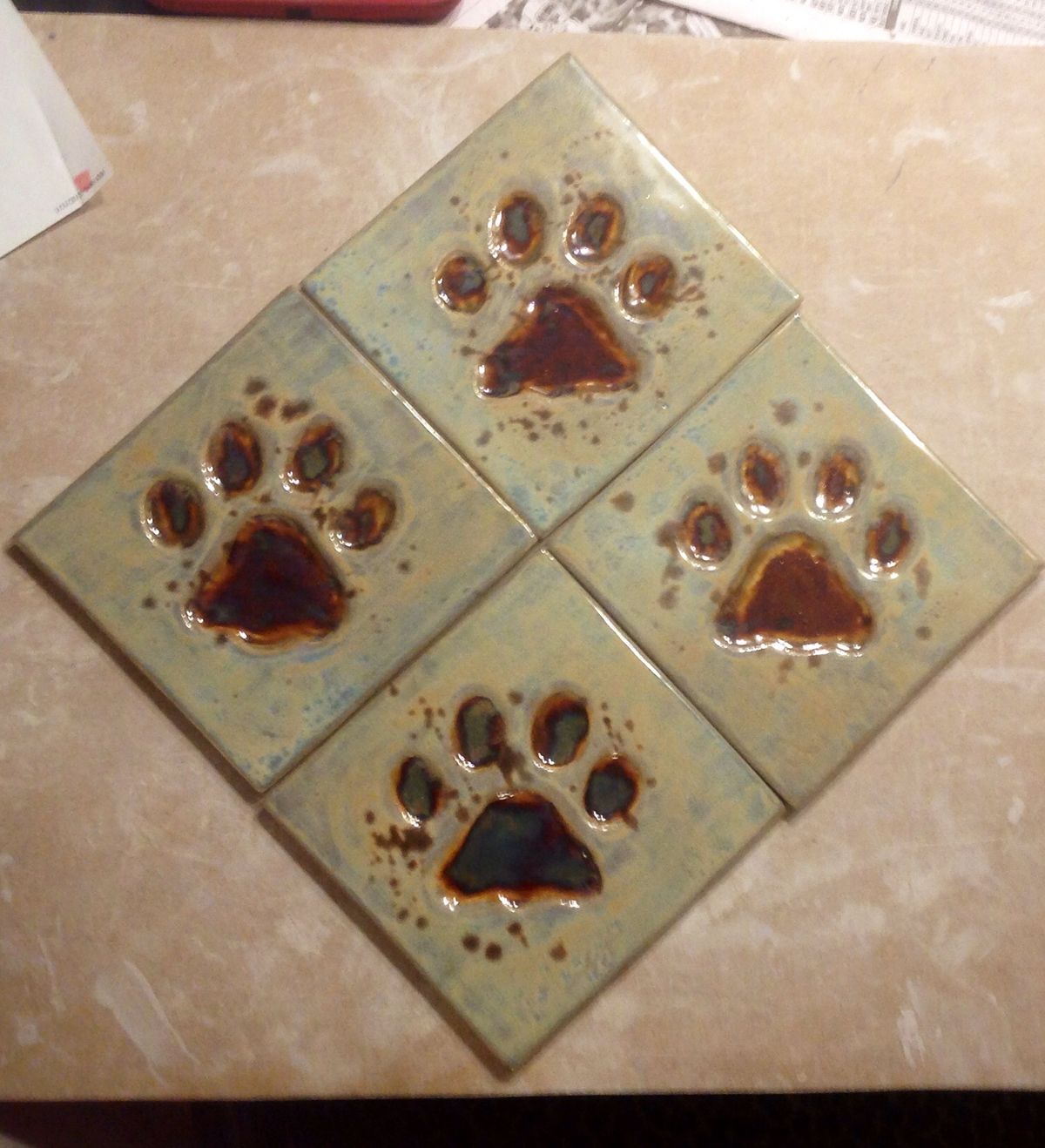 Paw Print Ceramic Tile