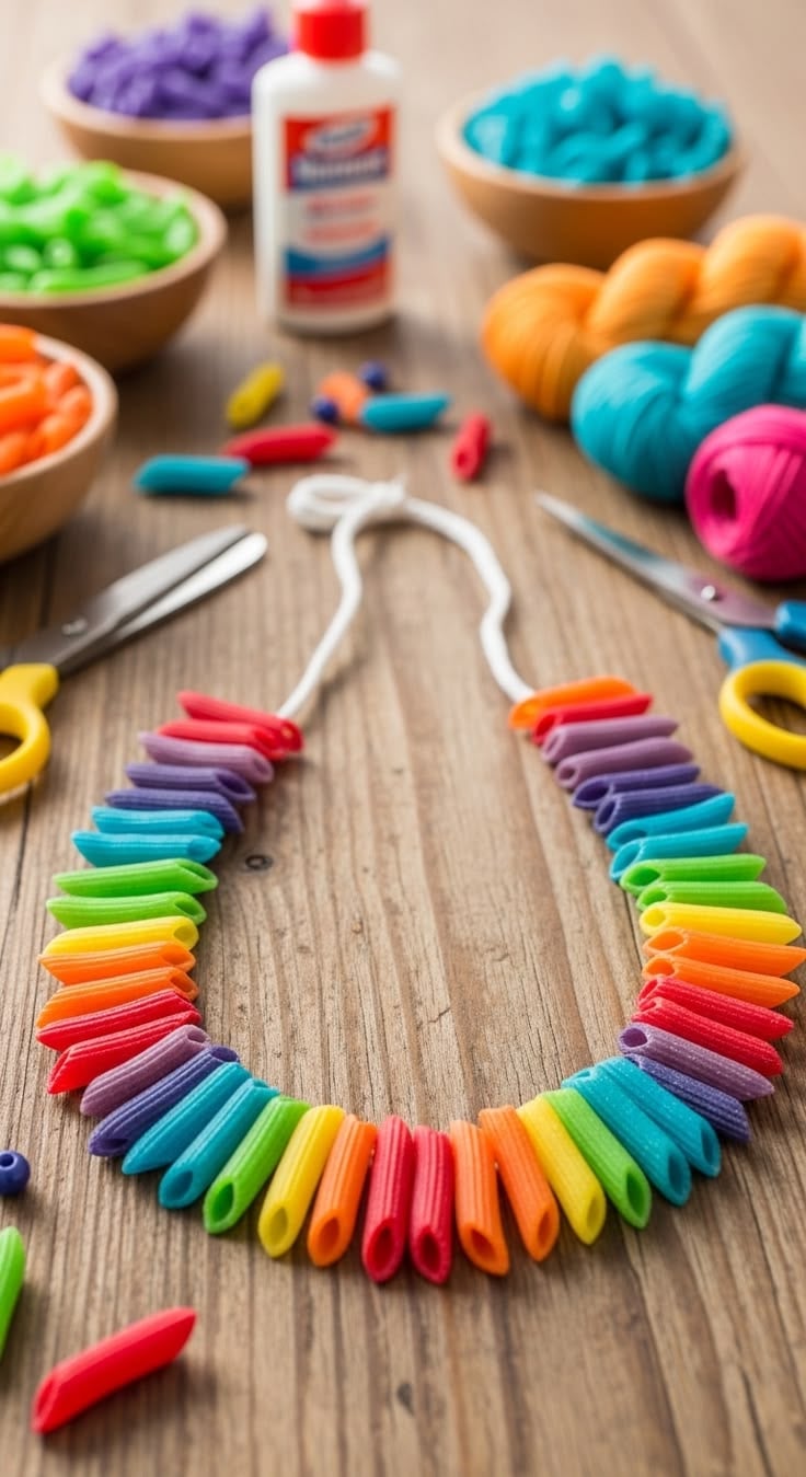 Rainbow Pasta Necklace