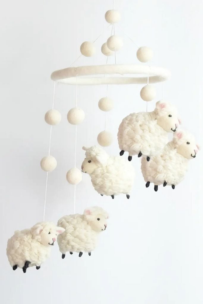 Sheep Pom Pom Mobile