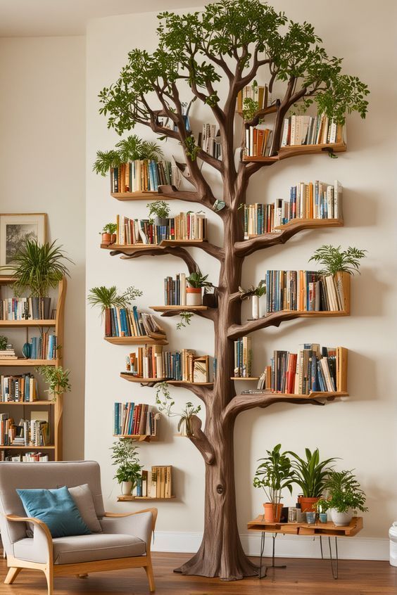 Add Tree-Shaped Bookshelves