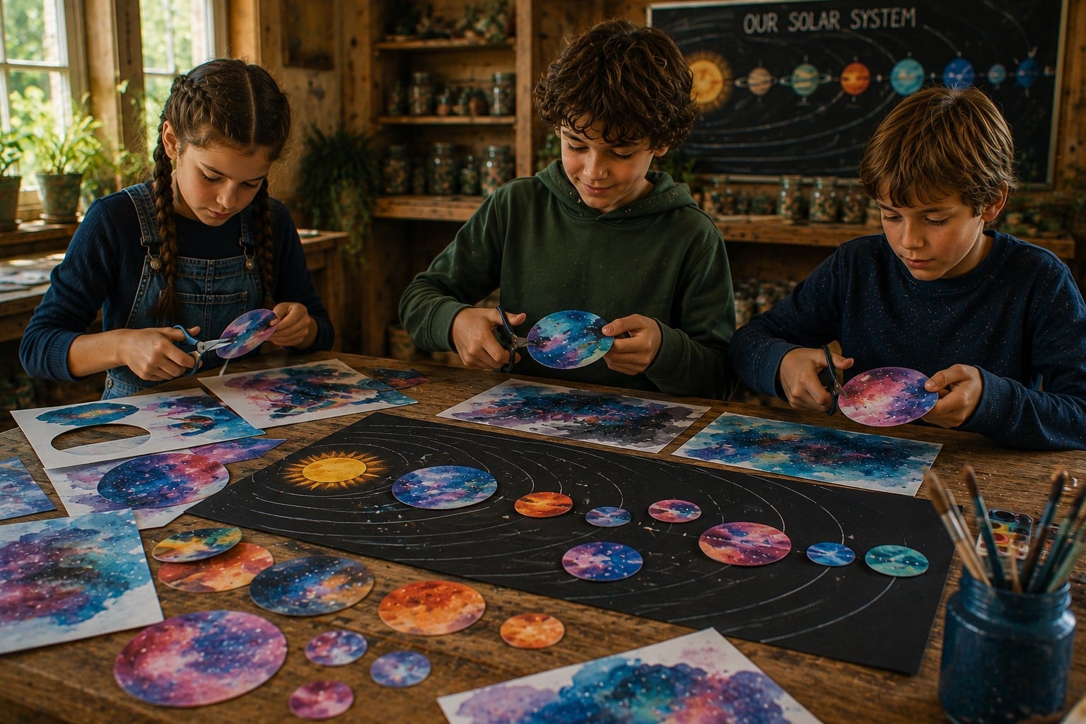 Watercolour Galaxy Planets