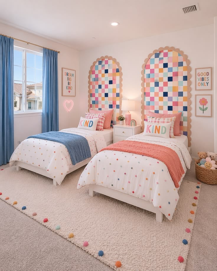 a Shared Bedroom with Spring Colors