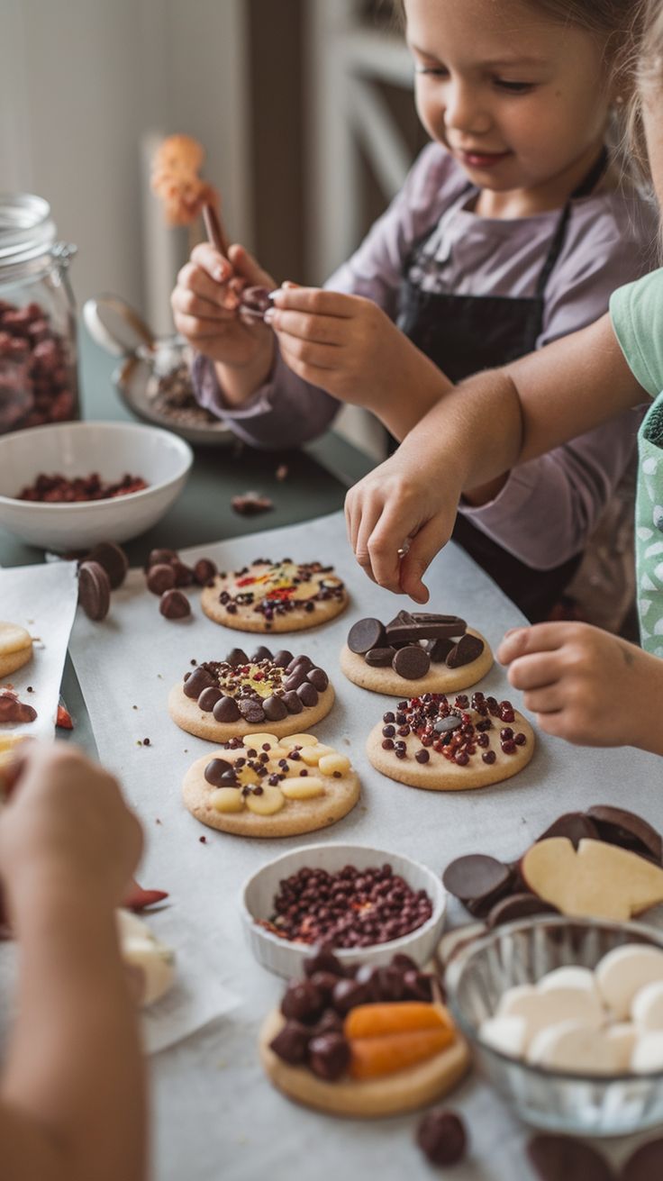 baking cookies together.