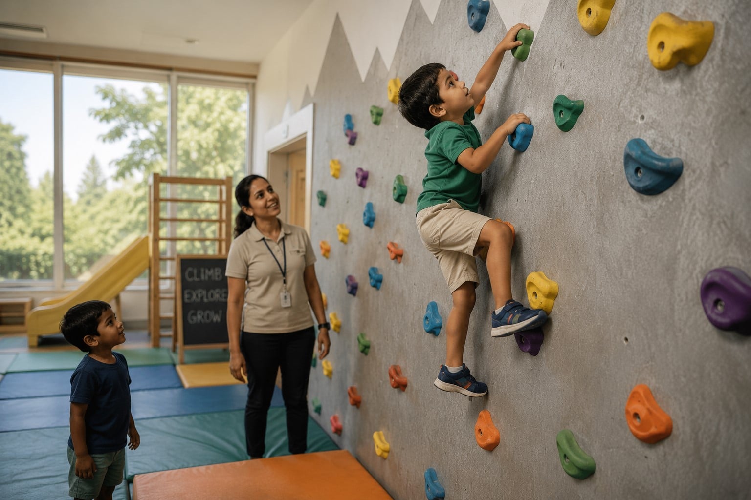 children climbing activity