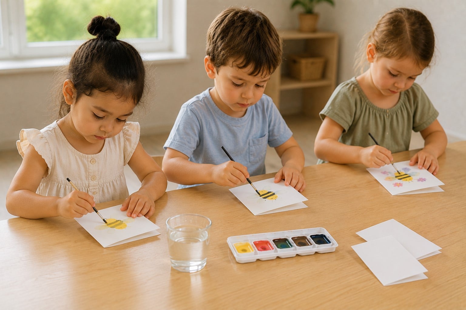 children drawing water colour craft