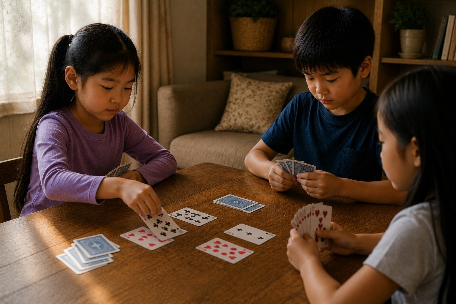 children playing cards