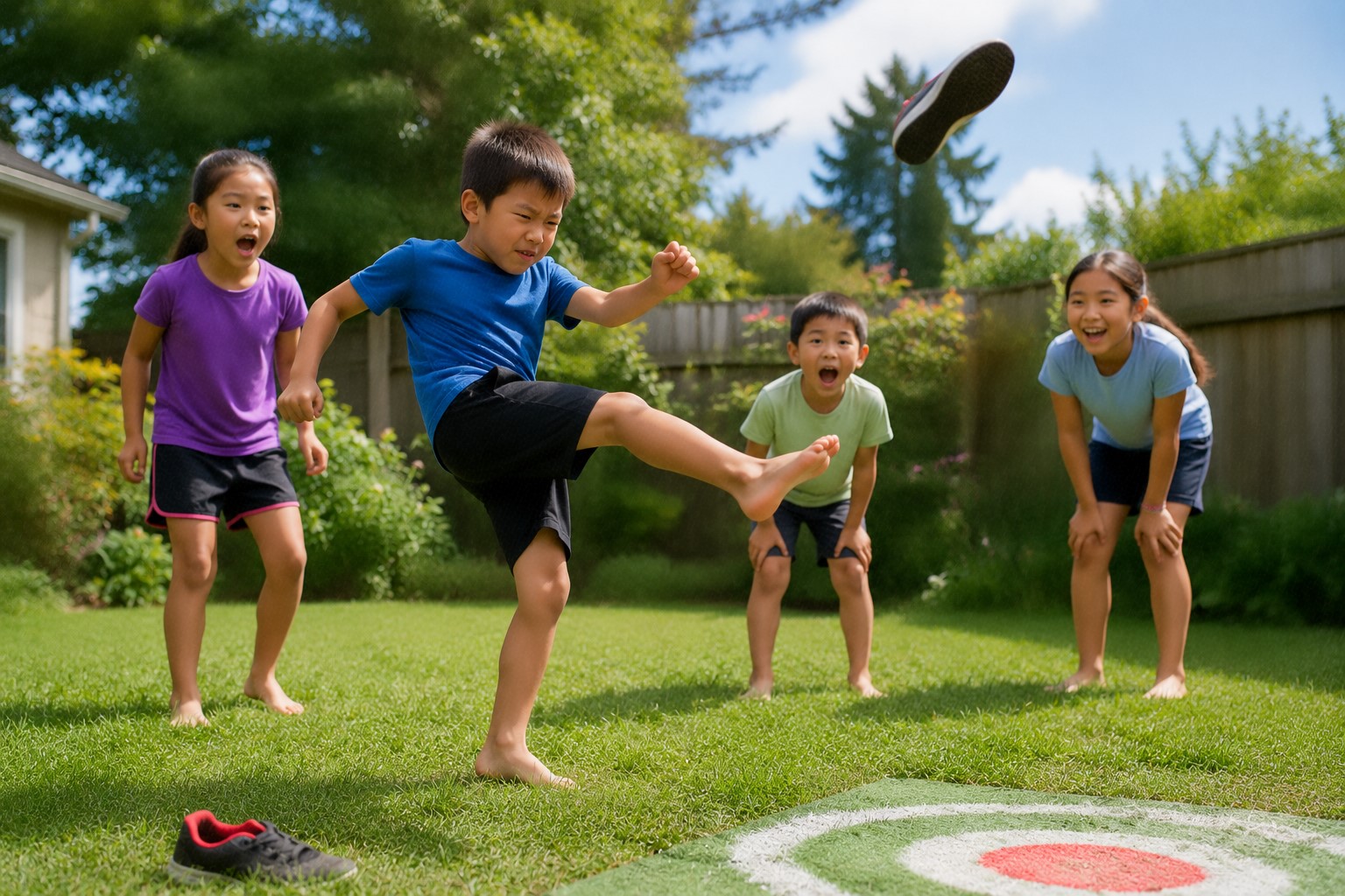 kids playing in the backyard.