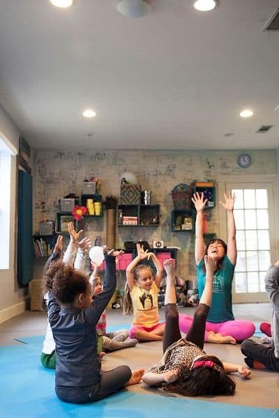 children doing yoga