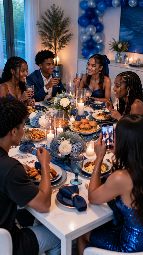 Blue-T-themed-Celebration-Dinner-birthday-party-themes-for-teens