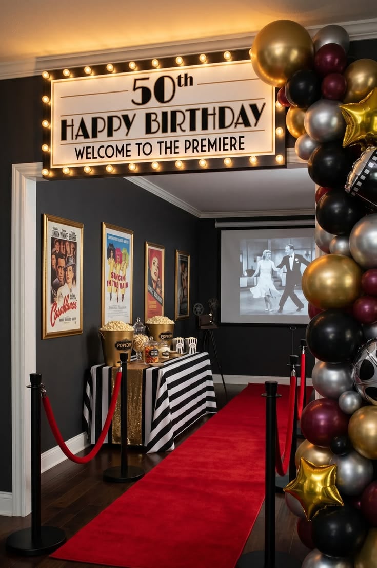 Hollywood-Glamour-Birthday-Theme-With-a-Red-Carpet-Entrance