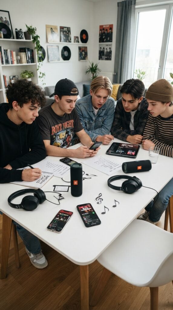 Teenage_boys_planning_music_playlist
