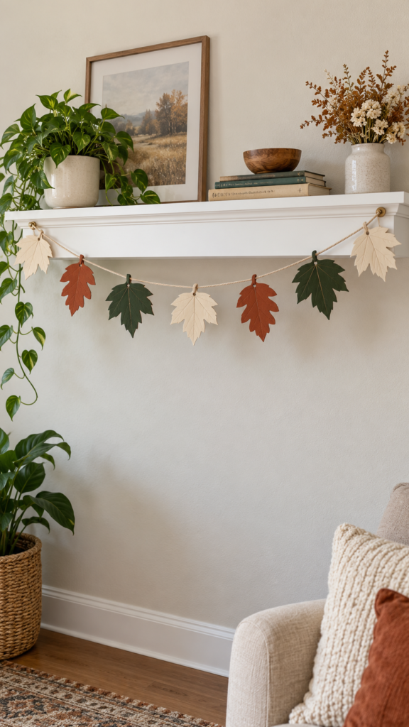 Autumn-Paper-Leaf-Garland-on-Floating-Shelf.
