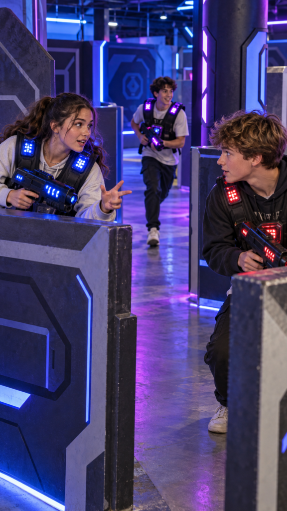 Birthday-Team-in-a-Futuristic-Laser-Arena.