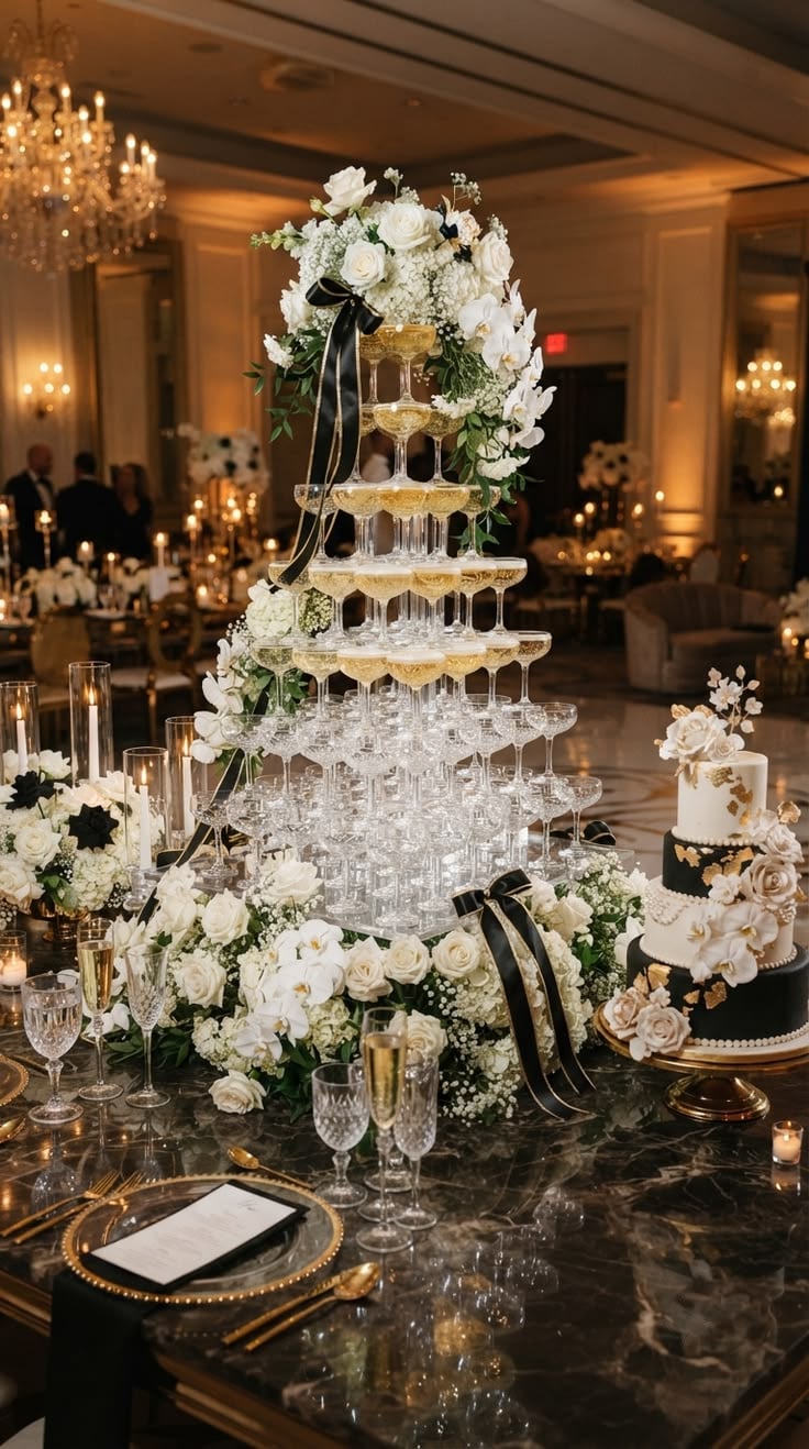 Champagne-Tower-or-Champagne-Display-Birthday-Table-Decoration-Ideas-for-Adults