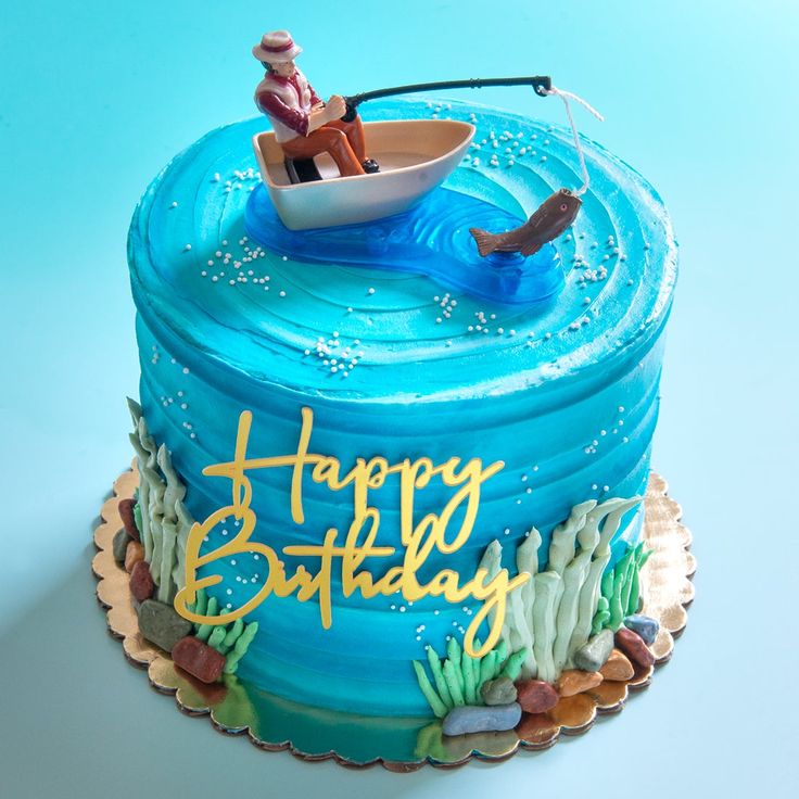 Drop-a-Line-Into-a-Fishing-Scene-Birthday-Cake-Ideas-for-Men