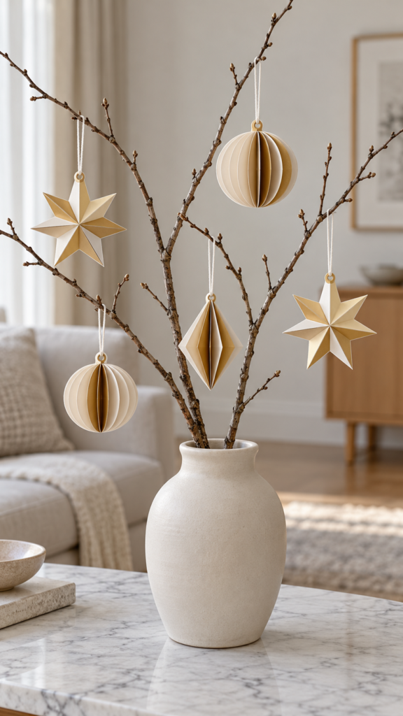 Five-paper-ornaments-on-bare-branches