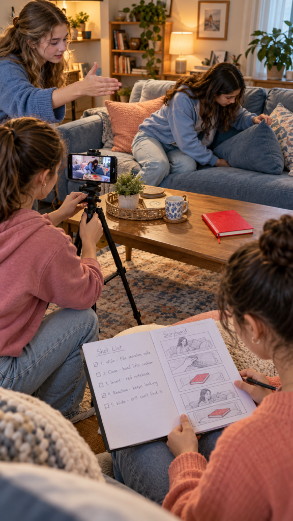 Four-friends-film-a-red-notebook-mystery