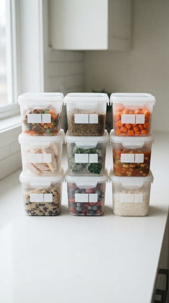 Freezer_containers_arranged_on -a table