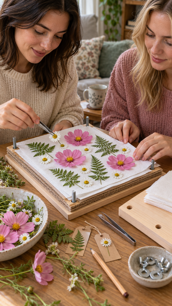Friends-Begin-a-Flower-Pressing-Project.