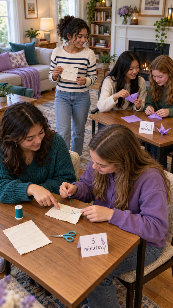 Friends-Learn-Sewing-and-Origami.