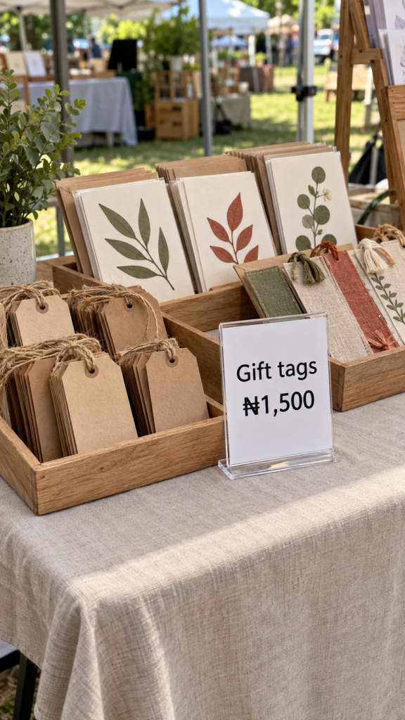 Handmade-gift-tags-at-a-market-stall