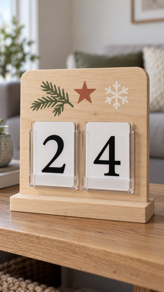 Handmade-wooden-countdown-calendar-showing