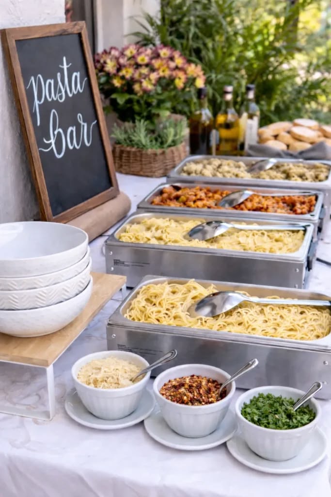 Pasta-Bar-Adult-Birthday-Party-Food-Ideas