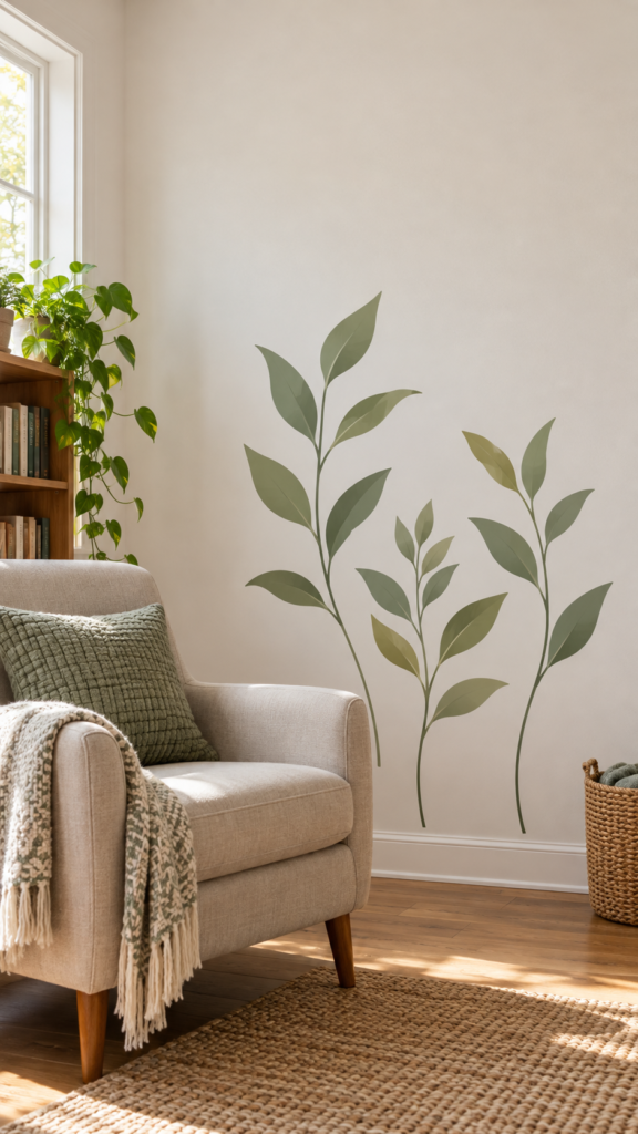 Sage-Leaf-Decals-by-a-Reading-Chair.