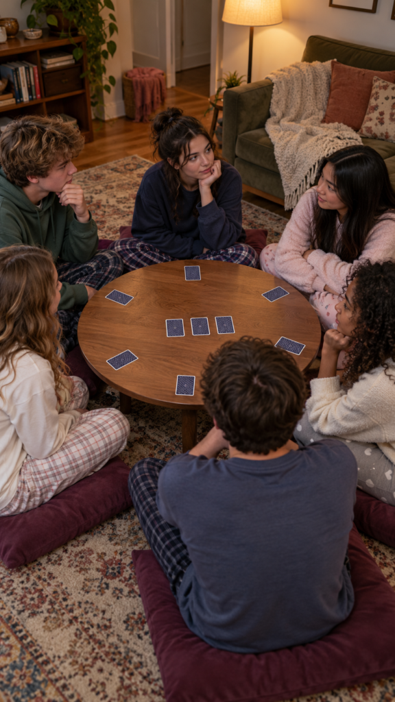 Sleepover-Circle_-Nine-Face-Down-Cards