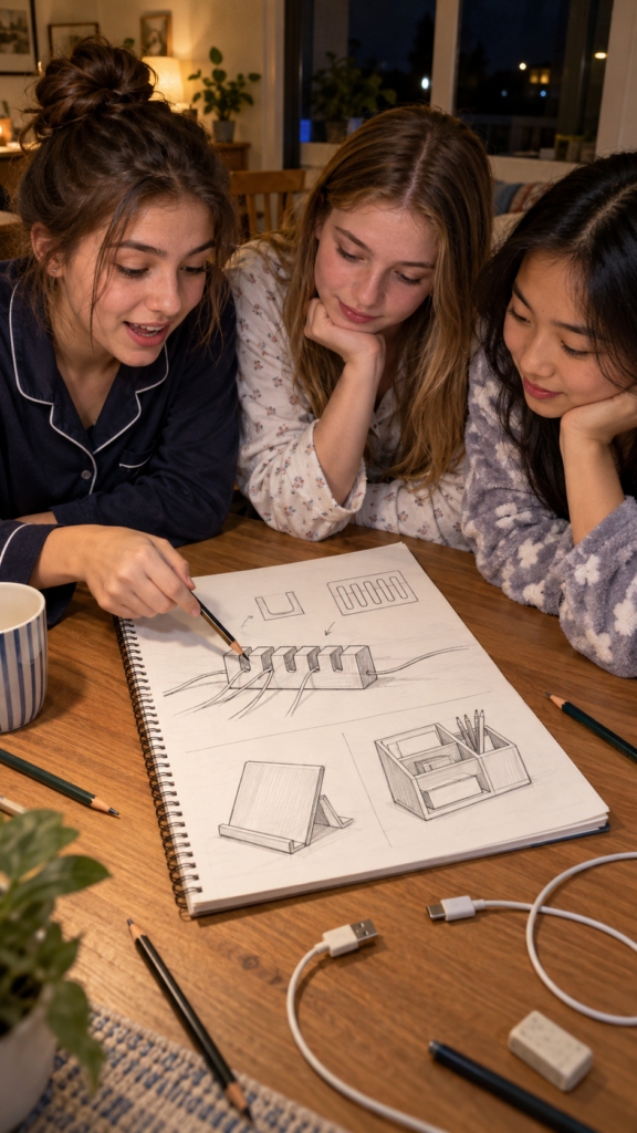 Sleepover-friends-design-a-cable-holder.