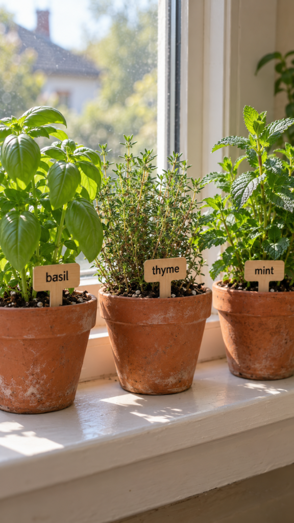 Sunny-windowsill-herb-trio