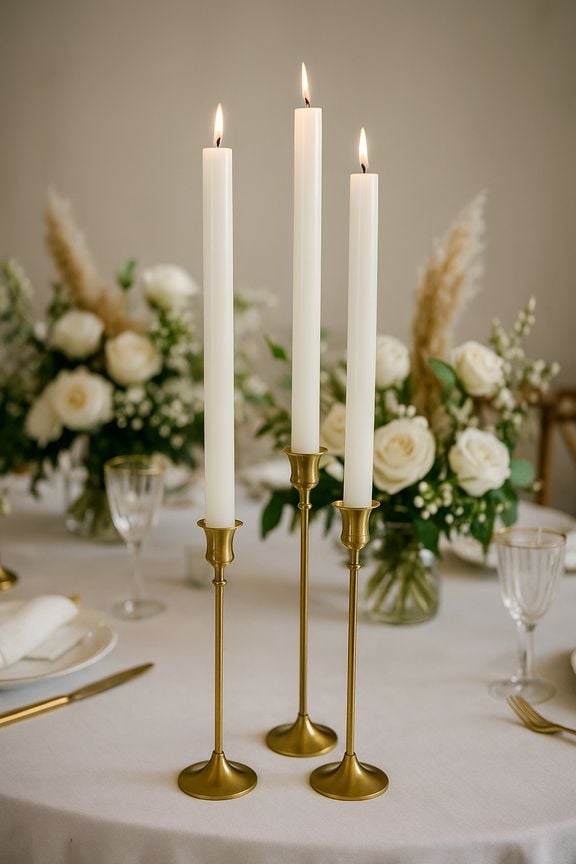 Tall-Taper-Candles-in-Brass-Candlesticks-Birthday-Table-Decoration-Ideas-for-Adults