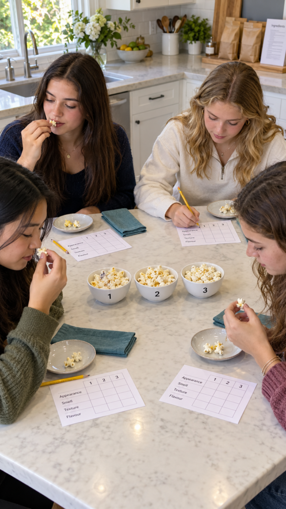 Teenage-Girls-Compare-Popcorn-Varieties