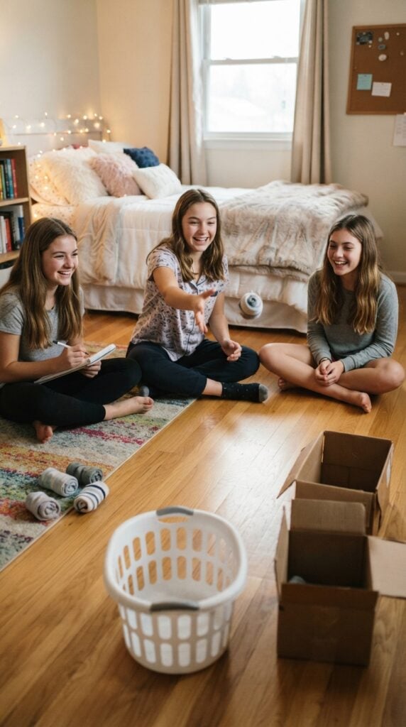 Teenager_tossing_sock_into_basket