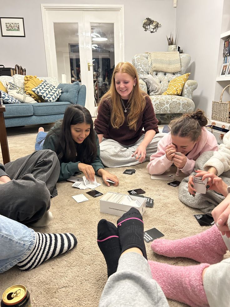 Teenagers-playing-charades-indoors
