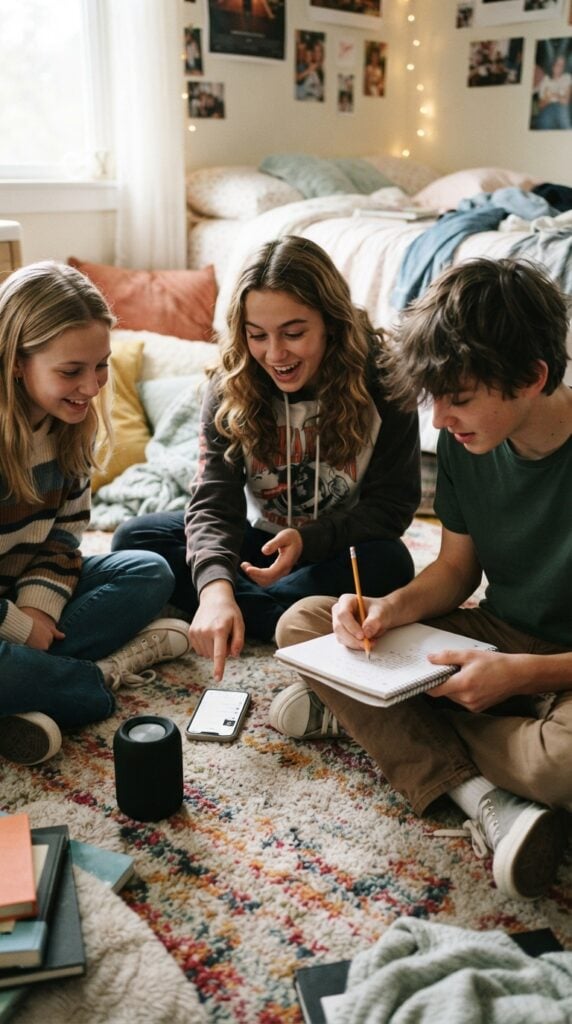 Teenagers_choosing_music_together