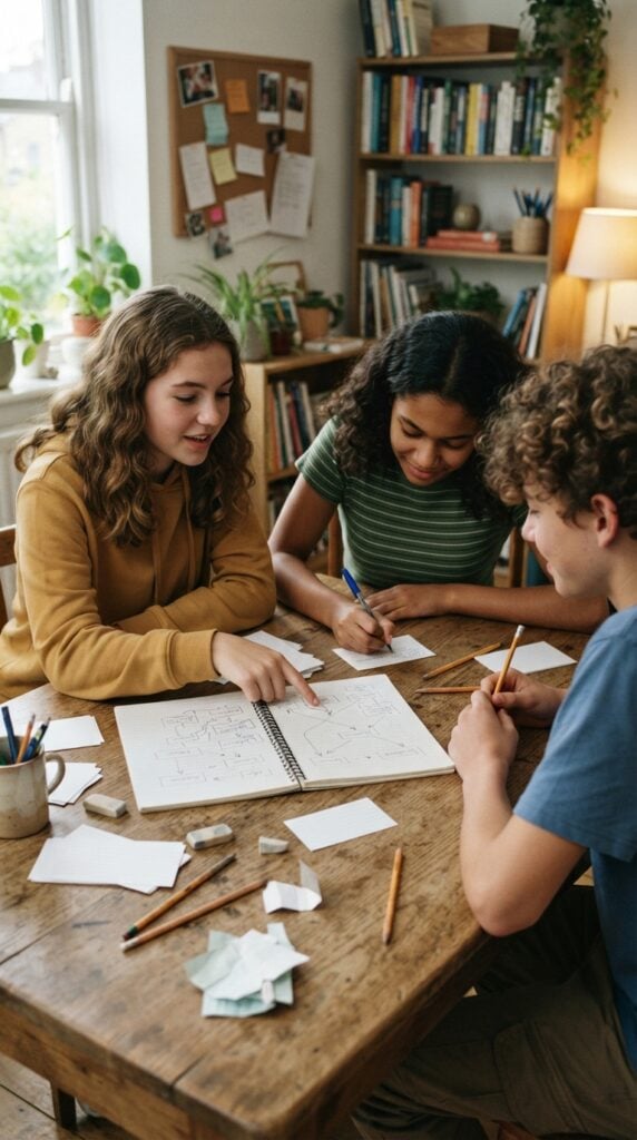 Teenagers_writing_branching_adventure