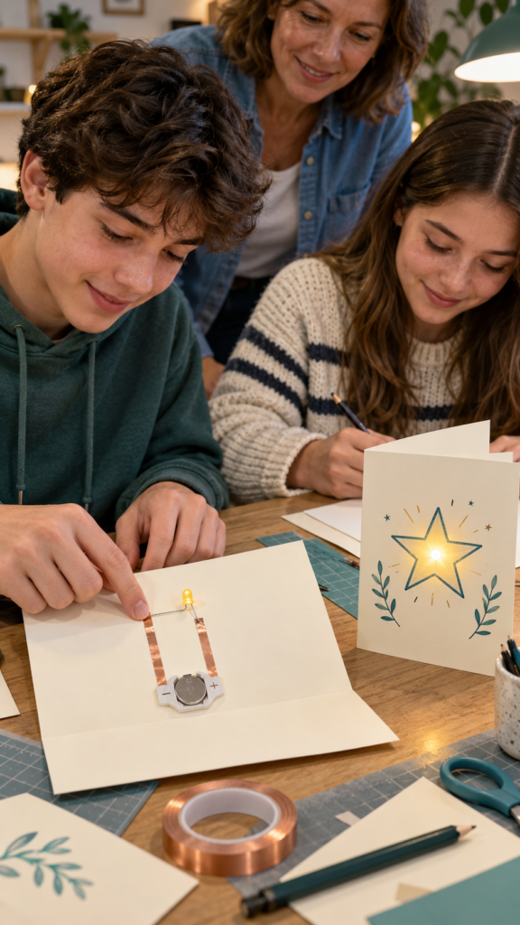 Teens-Make-Paper-Circuit-Greeting-Cards.