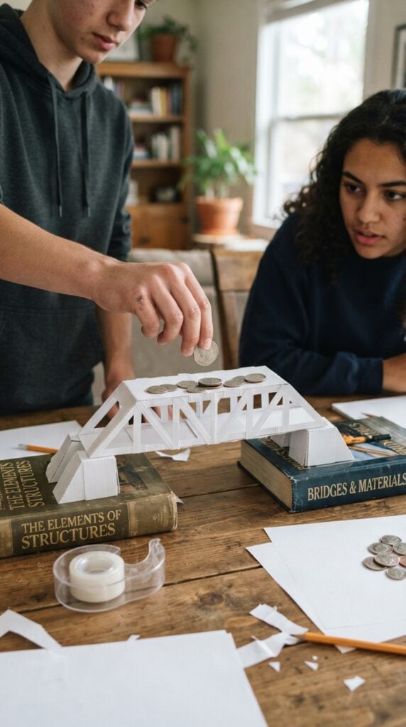 Teens-Testing_paper_bridge_strength