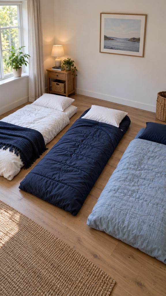 Three-coordinated-floor-beds-in-blue