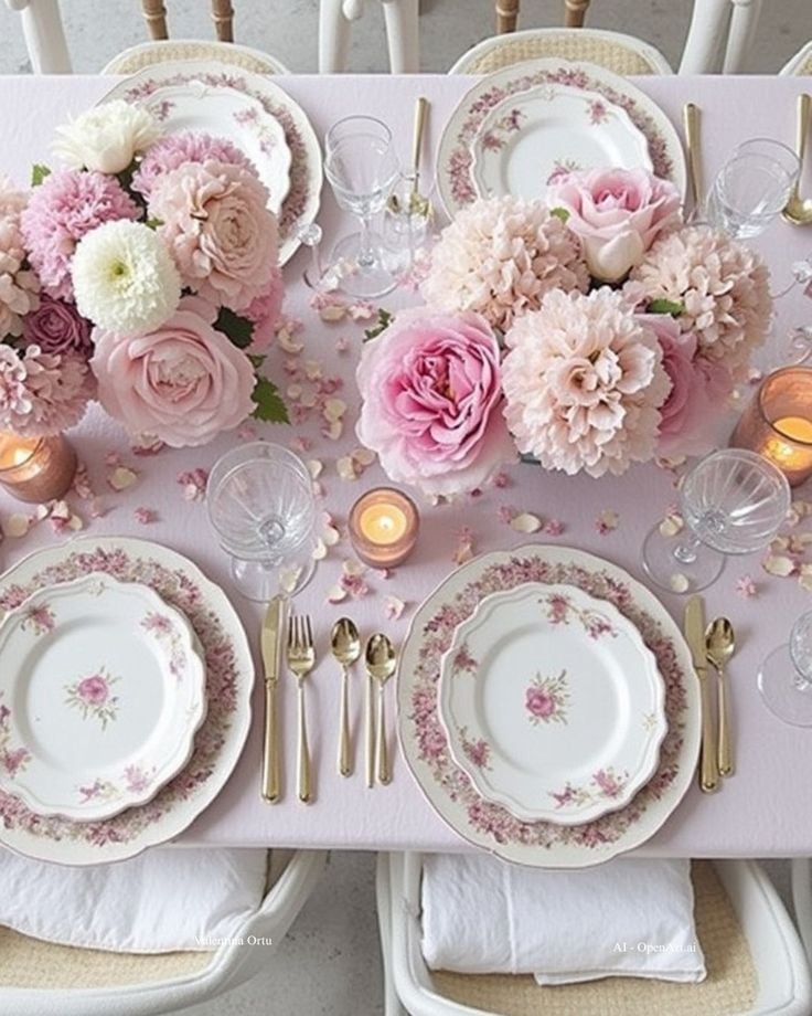 Vintage-China-with-a-Floral-Pattern-Birthday-Table-Decoration-Ideas-for-Adults