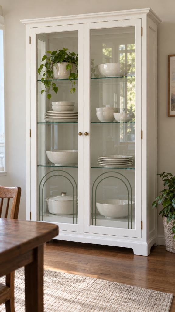 White-cabinet-with-sage-glass-arches.
